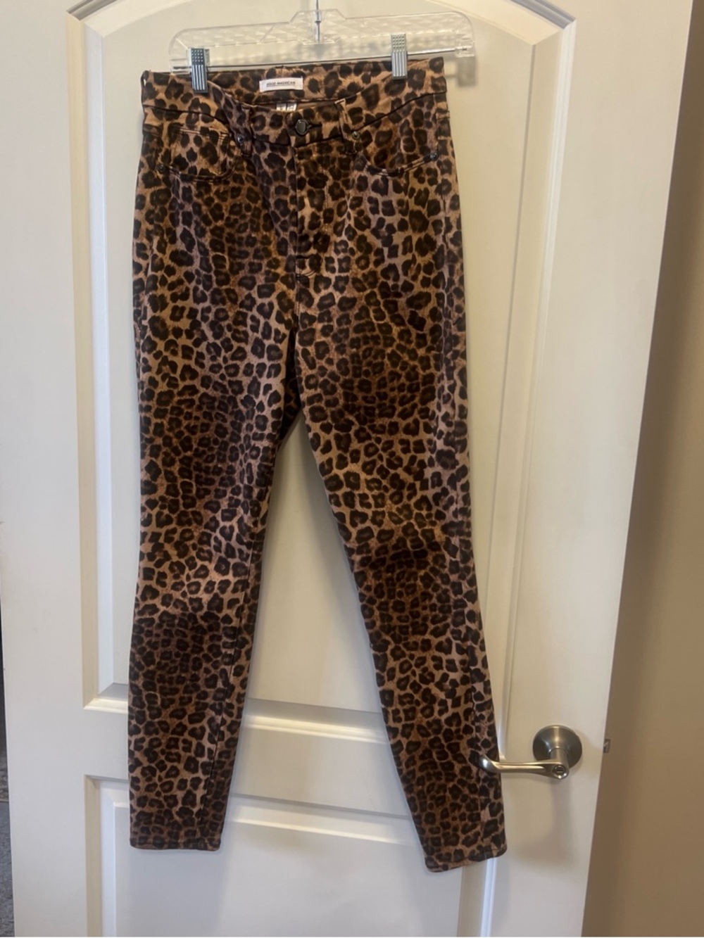 Good American Brown and Black Leopard Waistband Jeans